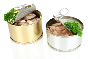 Open tin can, isolated on white