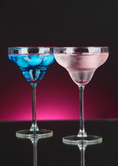 Cocktails on dark color background