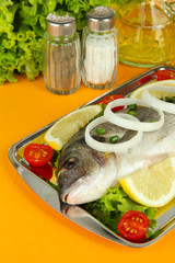 Dorado fish on table close-up