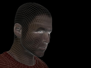Conceptual wireframe mesh man face