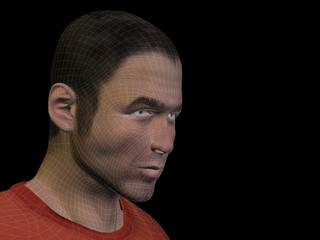 Conceptual wireframe mesh man face