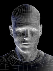 Conceptual wireframe mesh man face
