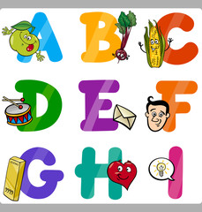 Fototapeta premium Education Cartoon Alphabet Letters for Kids