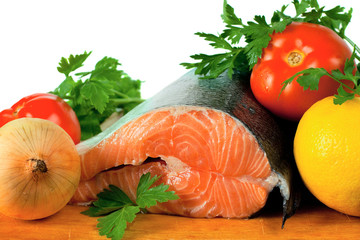 salmon and vegetables for cooking