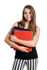 teen girl with school books