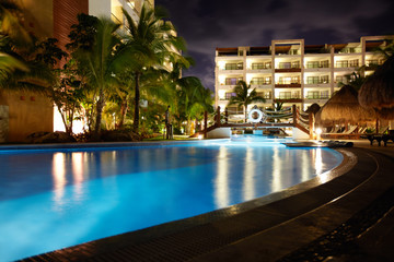 Swimming pool at caribbean resort.