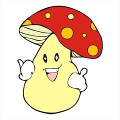 healthy mushroom mascot cartoon vector