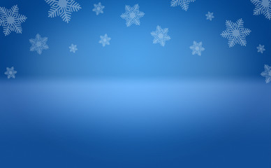 Fototapeta na wymiar Winter Snowflake Blue Background Stage