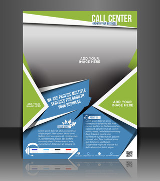 Vector Call Center Flyer Magazine Cover