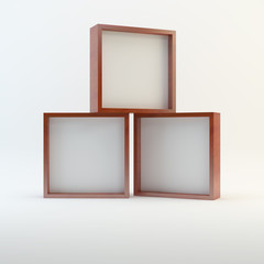 Three wood blank box display