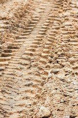 Tire tracks in sand