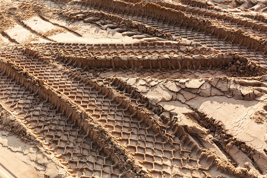 Wheel tracks on sand