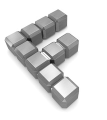 Fototapeta premium letter F cubic metal