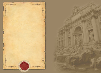 Old postcard with Rome view