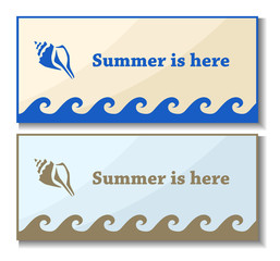Summer card set with shell symbol