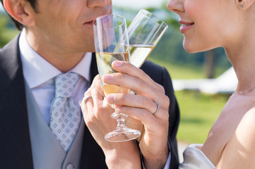 Married Couple Drinking Champagne