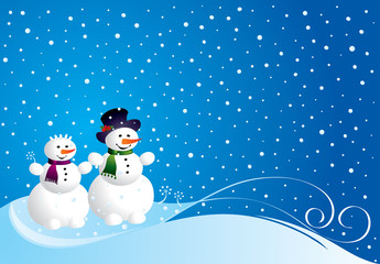 Christmas card with snowman
