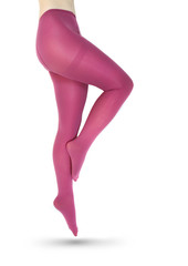 Perfect slim legs in tights over white. Weight loss concept.