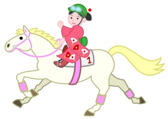 白い馬、和服の女の子