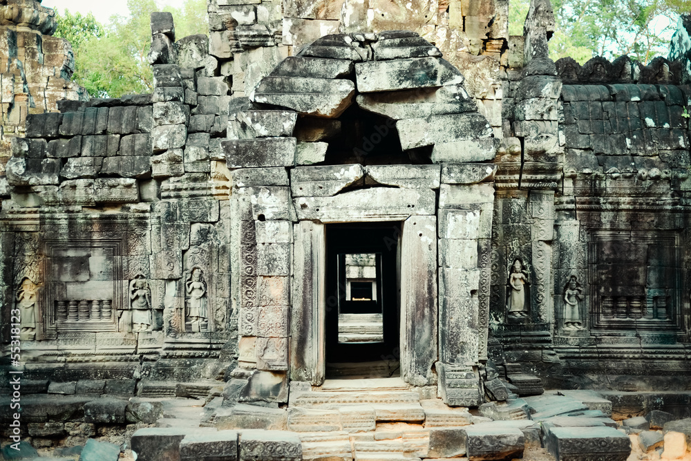 Wall mural An ancient door of temple at angkor wat, Siem Reap, Cambodia