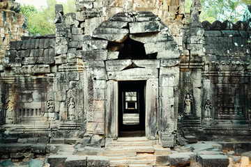 An ancient door of temple at angkor wat, Siem Reap, Cambodia