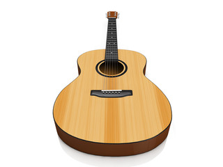 Isolated on white acoustic guitar