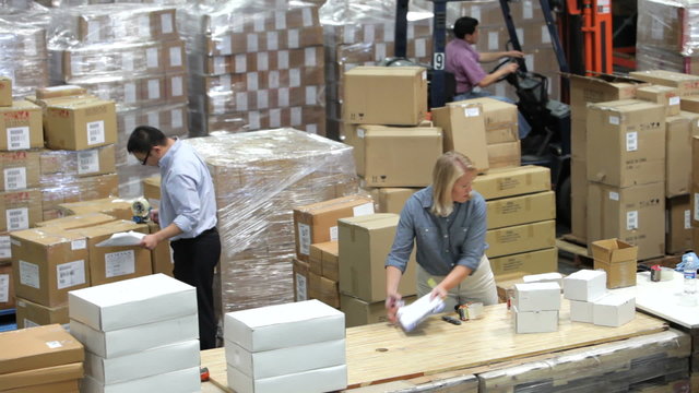 Time Lapse Shot Of Packing And Dispatching Goods