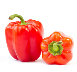 Two red sweet peppers
