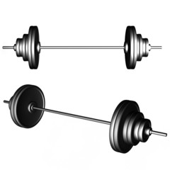 Barbell on the white front