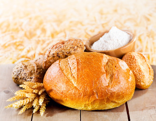 fresh bread with wheat ears