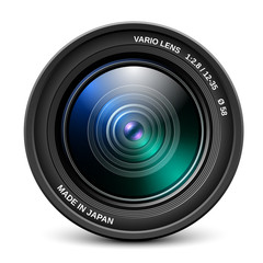 Camera lens isolated on white background, vector illustration