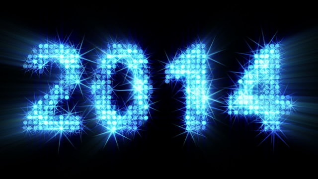 new year 2014 greeting blue particles. last 10 seconds are loop