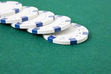 Row of poker chips