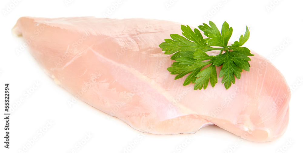 Wall mural Raw chicken fillets isolated on white