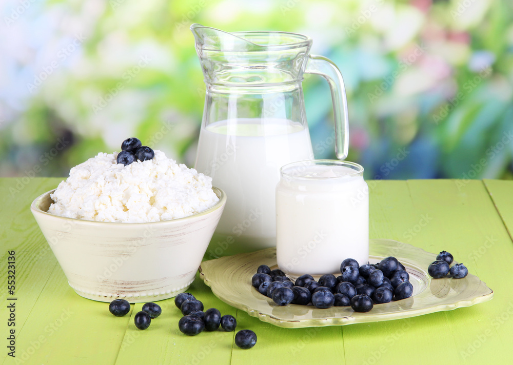 Canvas Prints Fresh dairy products with blueberry