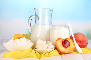 Fresh dairy products with peaches