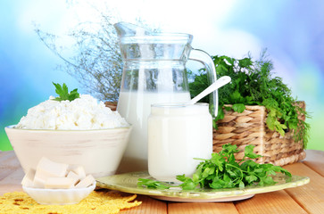 Fresh dairy products with greens