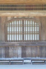 Old wooden wall in The Japanese shrine