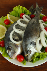 Dorado fish on table close-up