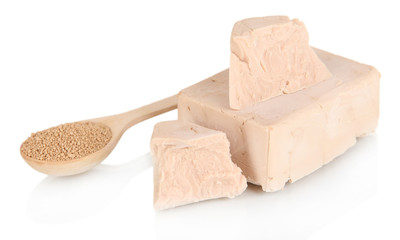 Dry yeast isolated on white