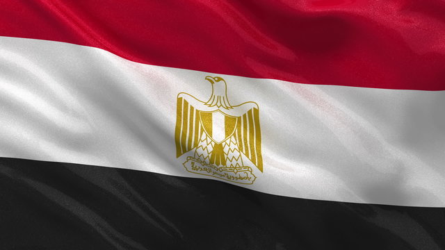 Seamless loop of the Egyptian flag waving in the wind
