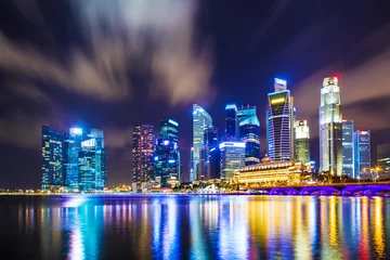 Crédence de cuisine en verre imprimé Singapour Horizon de Singapour la nuit