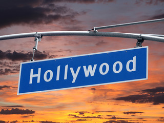 Obraz premium Hollywood Blvd Sign with Sunset