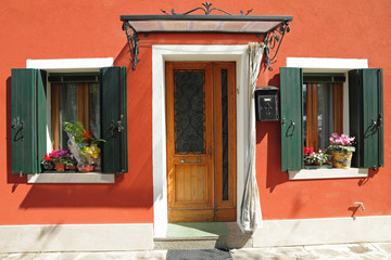 entrance to the typical vivid painted house
