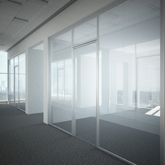 Fototapeta na wymiar office corridor door glass