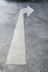 Fototapeta premium Right turn warning on the road background with blank for text