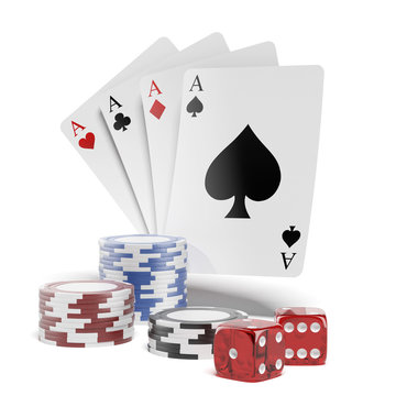 Chip and cards for poker