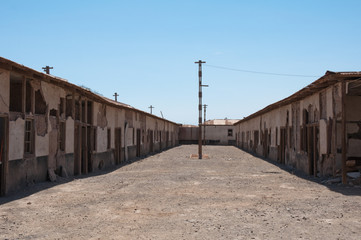 Fototapeta na wymiar Saltpetre works of Humberstone, deserted town in Chile
