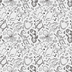 seamless animal dancing pattern