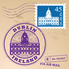 Fototapeta premium Stamp set with Dublin, Ireland inside, vector